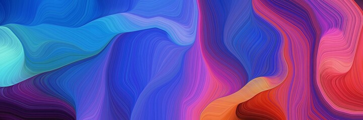 horizontal artistic colorful abstract wave background with royal blue, moderate pink and very dark m