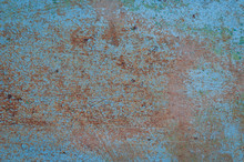 Aqua Blue And Orange Painted Rusty Grunde Textured Surface For Background, Banner And Copy Space