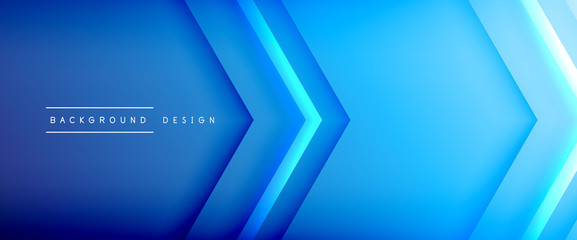 Arrow lines, technology digital template with shadows and lights on gradient background. Trendy simple fluid color gradient abstract background with dynamic straight shadow lines effect
