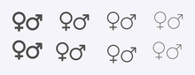 Male Female Sign, Men Women Symbol, Toilet Wc Vector Icon Set, Gender Collection, Flat Simple Design Illustration Isolated On White