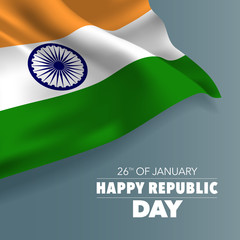 Wall Mural - India republic day greeting card, banner, vector illustration.