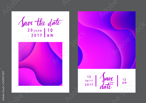 Fluid colors universal cards set. Fluid shapes with bright colors and texture...