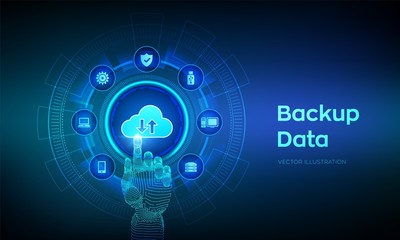 Wall Mural - backup storage data. business data online cloud backup. internet technology business concept. online