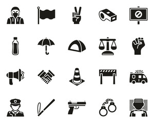 Canvas Print - Peaceful Protest Or Demonstration Icons Black & White Set Big