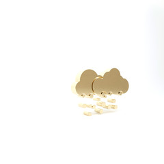 Gold Cloud with snow icon isolated on white background. Cloud with snowflakes. Single weather icon. Snowing sign. 3d illustration 3D render