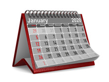 2020 Year. Calendar For January. Isolated 3D Illustration