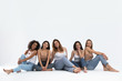 © New Africa - Group of women with different body types on light background