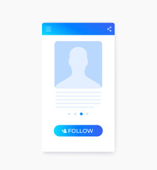 Canvas Print - follow button on mobile screen, vector