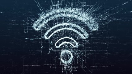 Wall Mural - wireless data network at a distance. wifi hotspot symbol. distribution of protected coded informatio