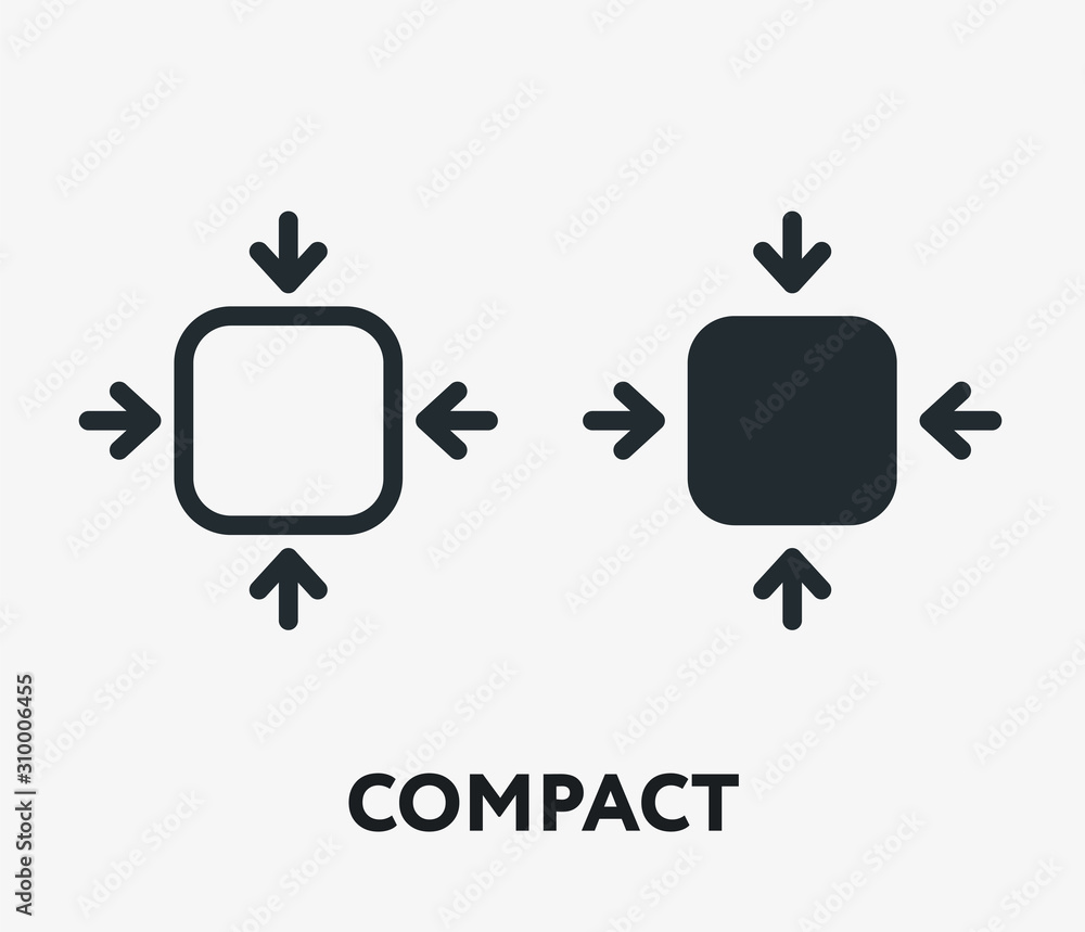 Compact Size Small Scale Fit Flat Vector Line Icon - obrazy, fototapety, plakaty 