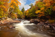A rushing stream through fall foliage in Algonquin, Ontario, Canada