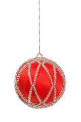 Wall Mural - Red Christmas bauble on white
