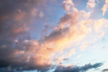 Wall Mural - Beautiful evening orange blue sky. Sky background