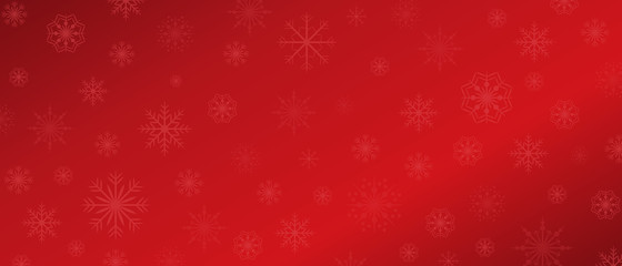 Christmas background with big and small snowflakes in red background. Winter banner with copy space.