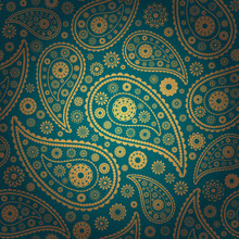 Vector Illustration Of Colored Paisley Seamless Background