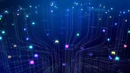 User icons and data connected in the system.