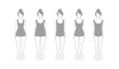 © innakos - Women types of figures vector illustration. Icons. Human body shapes. Female figures types set. Simple line design. flat style isolated on white background. Female body shape types. badges.