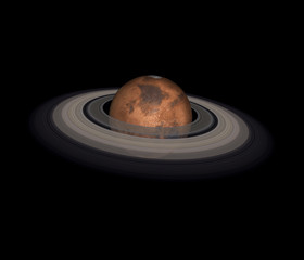 Wall Mural - mars planet of solar system with planetary ring isolated on black background. elements of this image