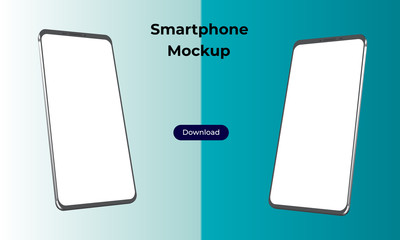 Wall Mural - two rotated 3d smartphone mockup template for application presentation and user experience design.