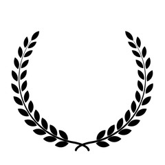 Wall Mural - black silhouette circular laurel foliate, wheat and oak wreaths depicting an award, achievement, her