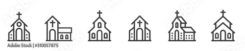 Fotografía Church bulding line icon set