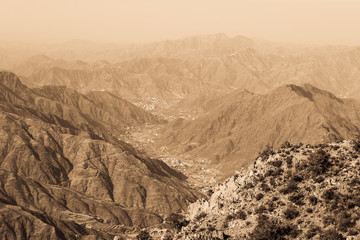 Wall Mural - Mountains background - Natural black and white abstract background B&w - vintage background - aged sepia tone - retro style