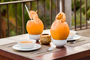 Table set for two at the terrace