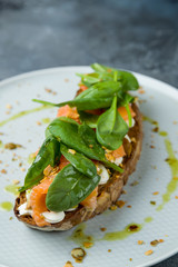Wall Mural - Bruschetta with salmon and cheese