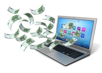 Wall Mural - make money online with laptop concept