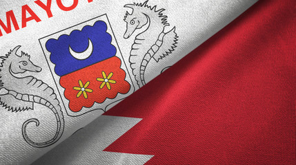 Mayotte and Bahrain two flags textile cloth, fabric texture