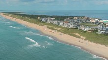 Aerial: Beach Town Of Hatteras In The Outer Banks, North Carolina, USA.
