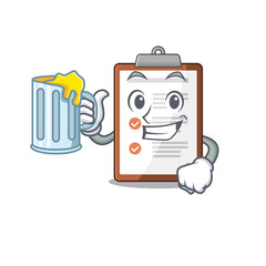 Canvas Print - Happy clipboard Scroll mascot design with a big glass