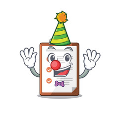 Wall Mural - Cute and Funny Clown clipboard Scroll cartoon character mascot style