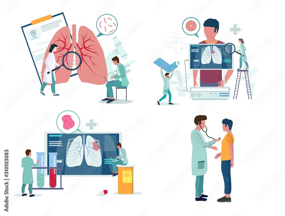 Pulmonology or respiratory medicine icon set, vector illustration - obrazy, fototapety, plakaty 