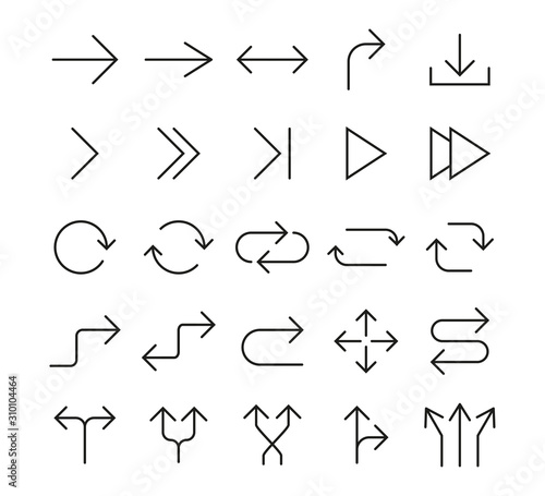 Fotomural Line Arrow icon set. Vector illustration, flat design