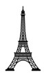 Eiffel tower - France , Paris / World famous buildings monochrome vector illustration.