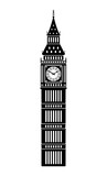 Fototapeta Big Ben - Big ben - UK, London / World famous buildings monochrome vector illustration.