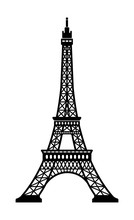 Eiffel Tower - France , Paris / World Famous Buildings Monochrome Vector Illustration.