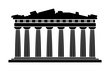 Parthenon temple - Greece / World famous buildings monochrome vector illustration.