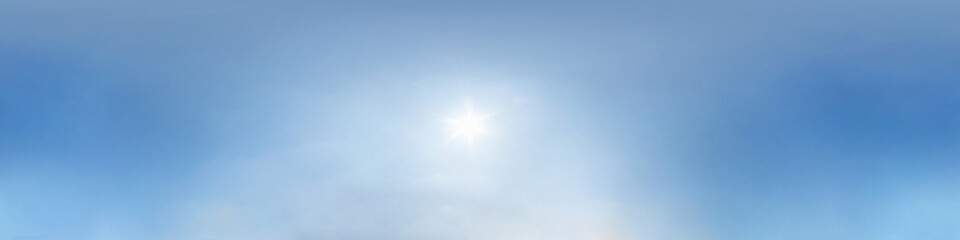 Wall Mural - clear blue sky with scorching sun. seamless hdri panorama 360 degrees angle view with zenith for use