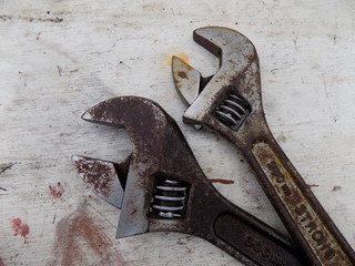 Two old rusty wrench