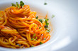 delicious italian spaghetti with tomatoes sauce