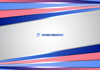 Wall Mural - Abstract template blue and pink gradient color diagonal geometric rectangle bar overlapping on white background