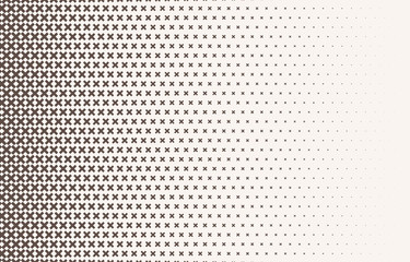 Monochrome halftone vector gradient with crosses texture. Vector illustration. EPS 10