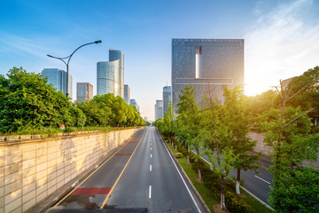 Wall Mural - Road and skyscrapers on both sides