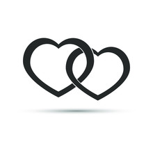 Icon Valentine A Pair Of Intertwined Hearts On A White Background . Vector