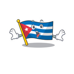 Poster - Flag cuba Scroll Surprised gesture on cartoon character style