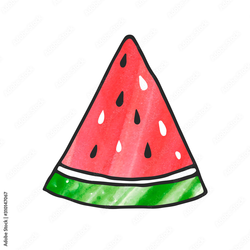 Isolated Illustration Of A Slice Of Watermelon Picture Cutted From Watercolor Papers Summertime Template Great Basic For Wrapping Paper Shirt Design Print Invitation Banner Poster 310147067 Behang