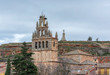 Church of Santa María la Mayor in Ayllón in the background sculpture the Sacred Heart of Jesus (Segovia, Spain)