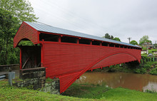 Side View At Barrackville Covered Bridge, West Virginia